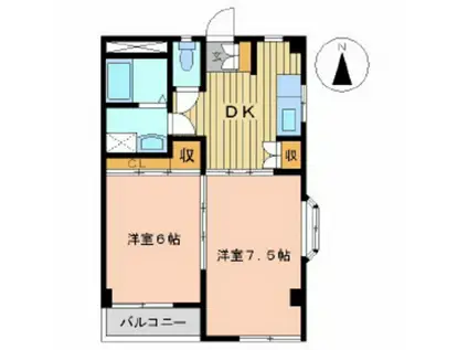 セレッソ菜根(2DK/1階)の間取り写真