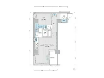 RODIA日本橋茅場町(1LDK/1階)の間取り写真