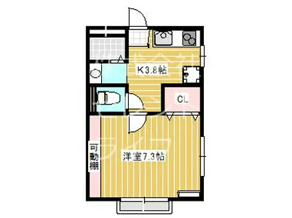 ハウス・ビル(1K/2階)の間取り写真