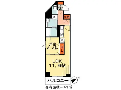 AKレジデンス本八幡(1LDK/3階)の間取り写真