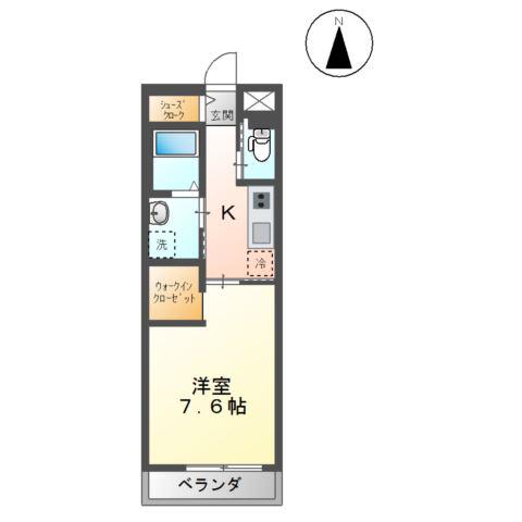 パークストリート2(1K/1階)の間取り写真