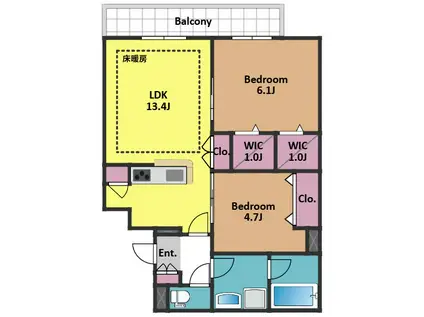 エルズプラス高円寺南(2LDK/3階)の間取り写真