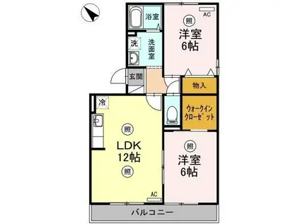 コリーヌヴェルテ(2LDK/2階)の間取り写真