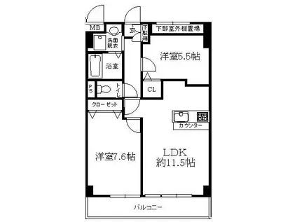 ウインドヒル鎌ヶ谷(2LDK/6階)の間取り写真