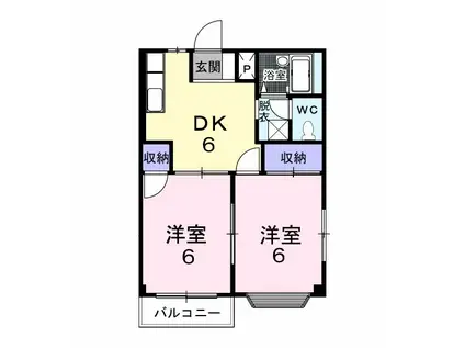 りんごの家A(2DK/2階)の間取り写真