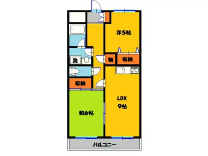 ヒルズM1(2LDK/3階)の間取り写真