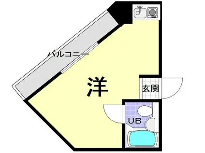 ベルビ山手元町(ワンルーム/2階)の間取り写真
