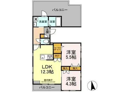 PAUL MAISON(2LDK/3階)の間取り写真