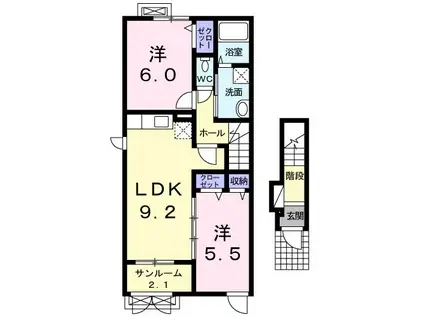 パークサイド彩 B(2LDK/2階)の間取り写真