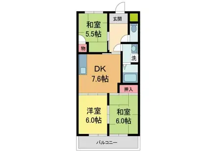 ロイヤルハイツ・Y(3DK/3階)の間取り写真
