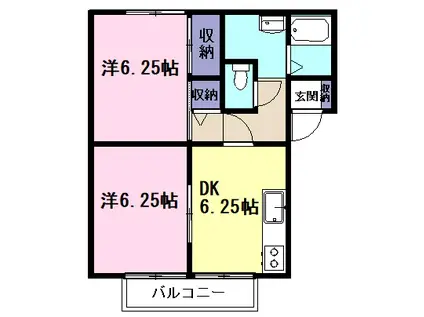 サンセール細内(2DK/2階)の間取り写真