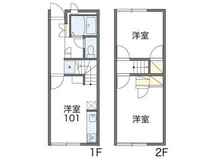 レオパレスフェリーチェ南新木(2DK/1階)の間取り写真