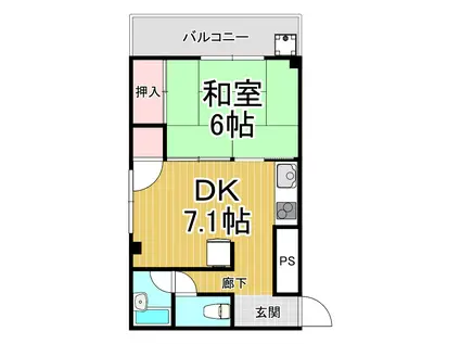 ジョンメゾン山田1(1DK/2階)の間取り写真