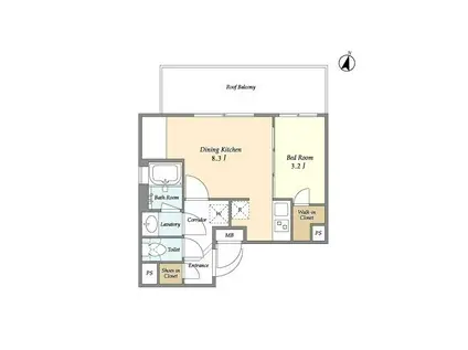 サニバス飯田橋(1DK/5階)の間取り写真