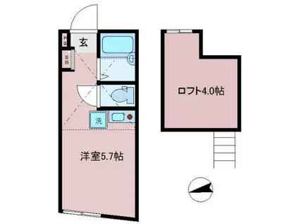 パークヒルズ板橋(ワンルーム/2階)の間取り写真