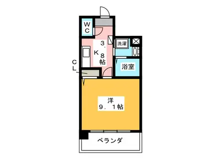 ミーレ横濱(1K/2階)の間取り写真