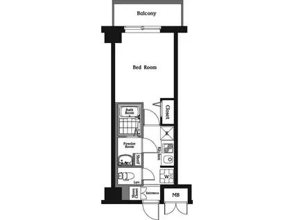 グランカーサ行徳(1K/5階)の間取り写真