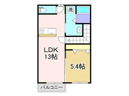 ラフォーレさつき 壱番館(1LDK/2階)の間取り写真