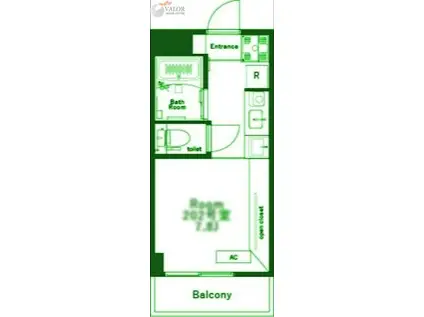 ベルヴィアージヨコハマ(ワンルーム/5階)の間取り写真