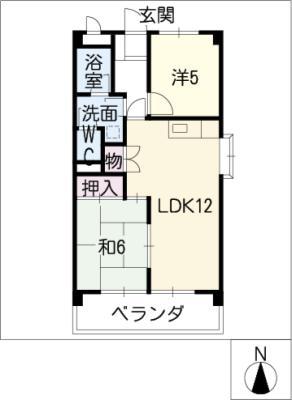 サニーハイツKITO(2LDK/3階)の間取り写真
