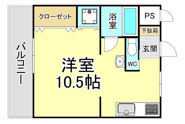 コーポニシカワ(ワンルーム/3階)の間取り写真