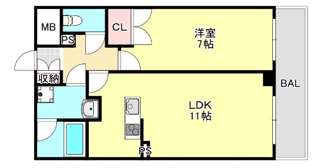 CITYSPIRE新神戸(1LDK/3階)の間取り写真