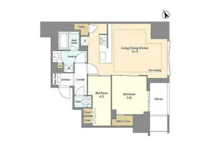 オアーゼ日暮里レジデンス(2LDK/6階)の間取り写真