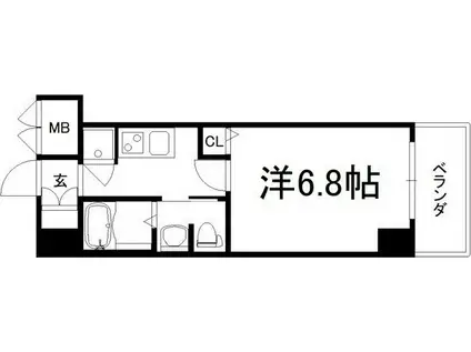 レジュールアッシュPREMIUM TWIN-II(1K/12階)の間取り写真