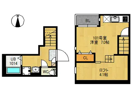 RIZESTレガーロ東照宮(ワンルーム/1階)の間取り写真