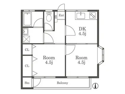 アミティエRANC棟(2DK/1階)の間取り写真