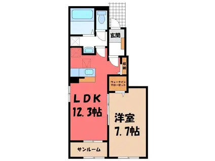 ポジターノ(1LDK/1階)の間取り写真