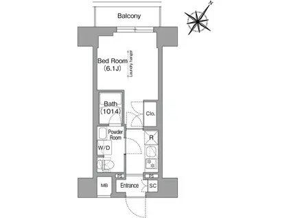 コンフォリア・リヴ横浜阪東橋(1K/4階)の間取り写真