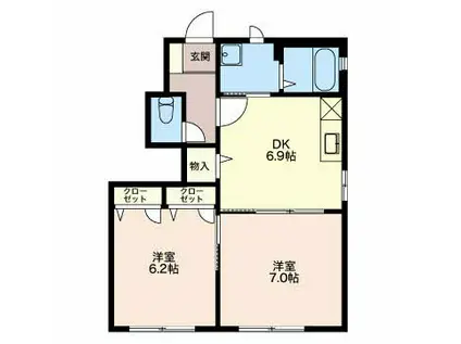 SH・スプリングフラット(2DK/1階)の間取り写真