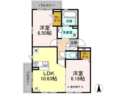ルーチェ ソラーレ(2LDK/2階)の間取り写真