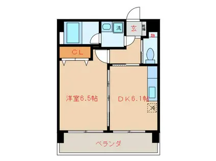 グリチーネ(1DK/6階)の間取り写真