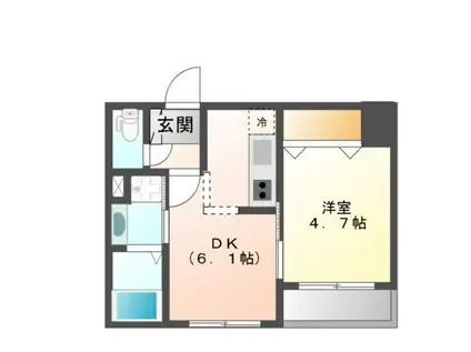 ウェルシーレジデンス鵜の木(1DK/1階)の間取り写真