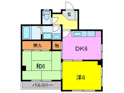 パークサイドビル(2DK/2階)の間取り写真