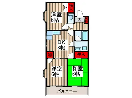 シャトル中浦和(3DK/2階)の間取り写真