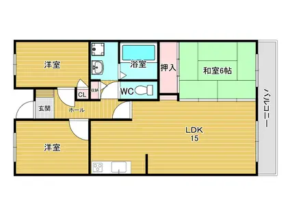 サンモール(3LDK/5階)の間取り写真