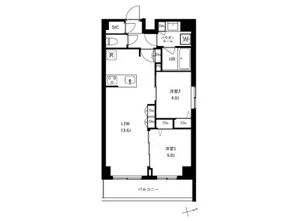 アーバンパーク船堀II(2LDK/2階)の間取り写真
