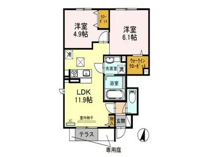 ポワログランメール(2LDK/1階)の間取り写真