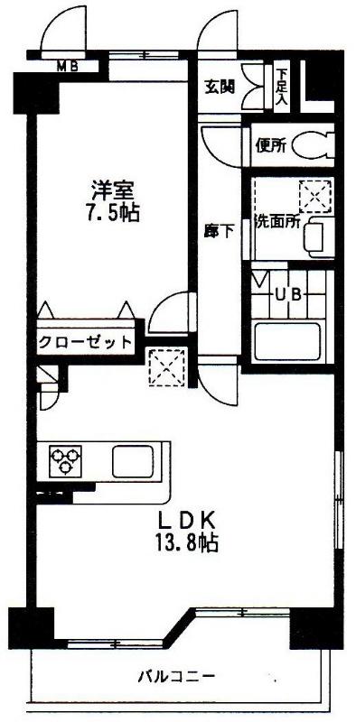 グローリア3270(1LDK/3階)の間取り写真