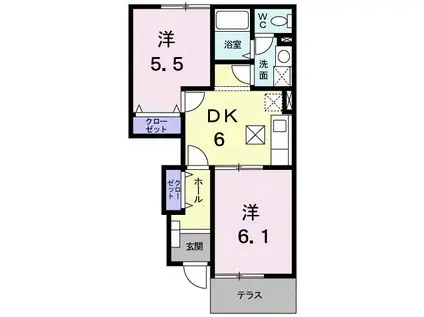 セトルII(2DK/1階)の間取り写真
