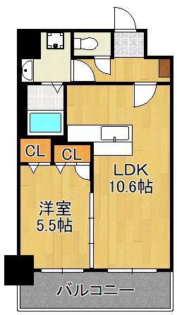 F・STAGE折尾(1LDK/7階)の間取り写真