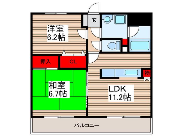 メゾンデュモンテ(2LDK/6階)の間取り写真