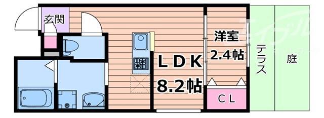 リアコート千里丘I ノース(1LDK/1階)の間取り写真
