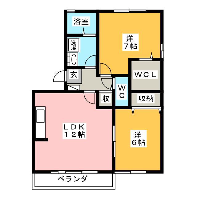 メゾン ド クリークB(2LDK/2階)の間取り写真