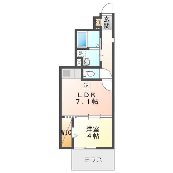 ELMAISON TREIZE(1DK/1階)の間取り写真