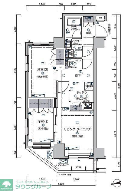 セジョリ東向島(2LDK/1階)の間取り写真