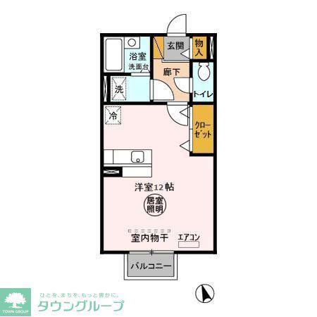 カンパーニュ(ワンルーム/2階)の間取り写真